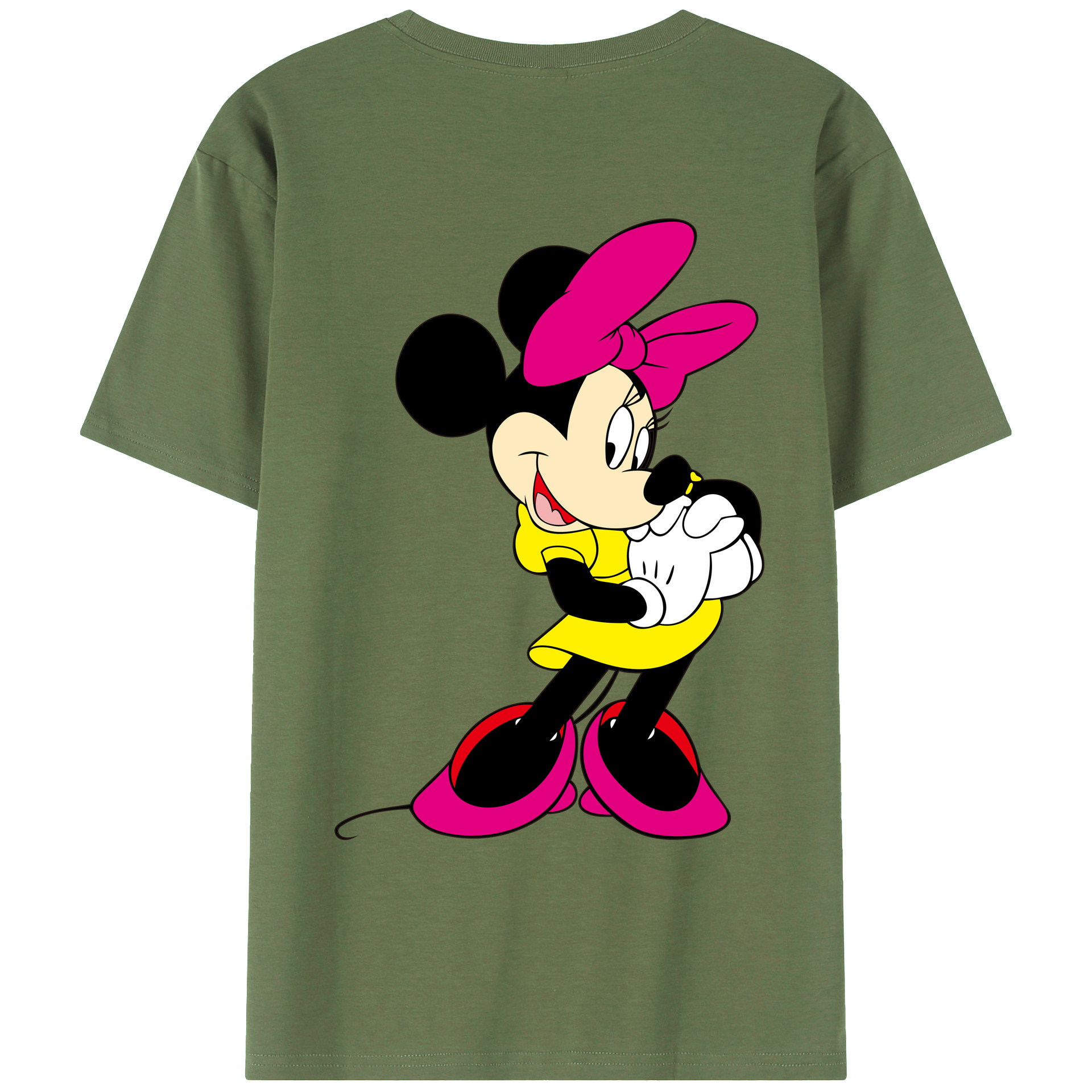 ミッキーマウス Mickey Mouse 綿100％ メンズ半袖Tシャツ（バックプリント） 通気性